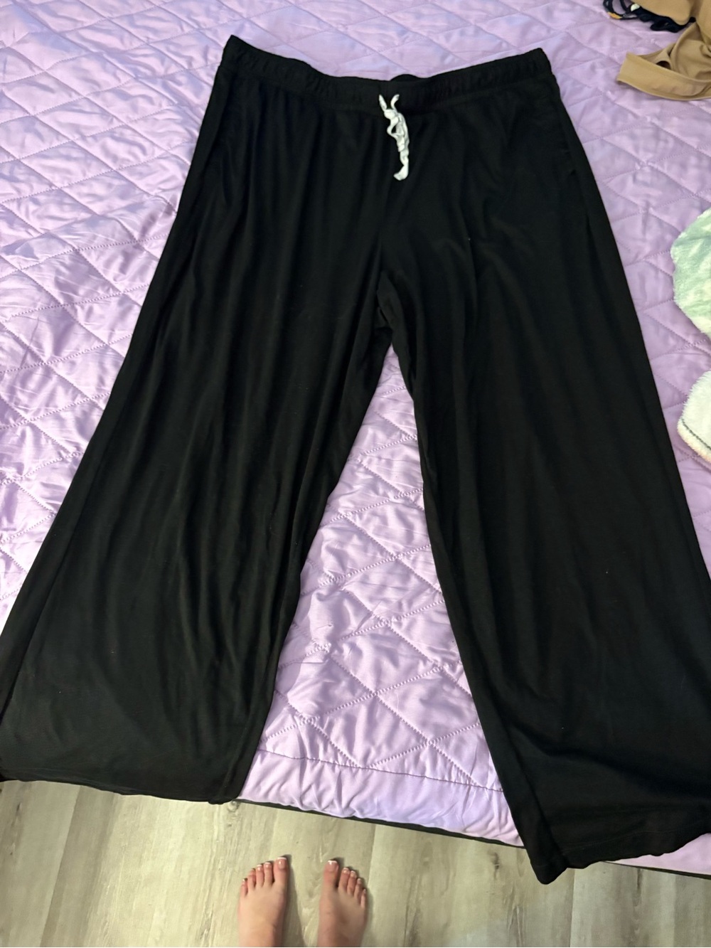 Dkny Black Wide-Leg Lounge Pajama Pants